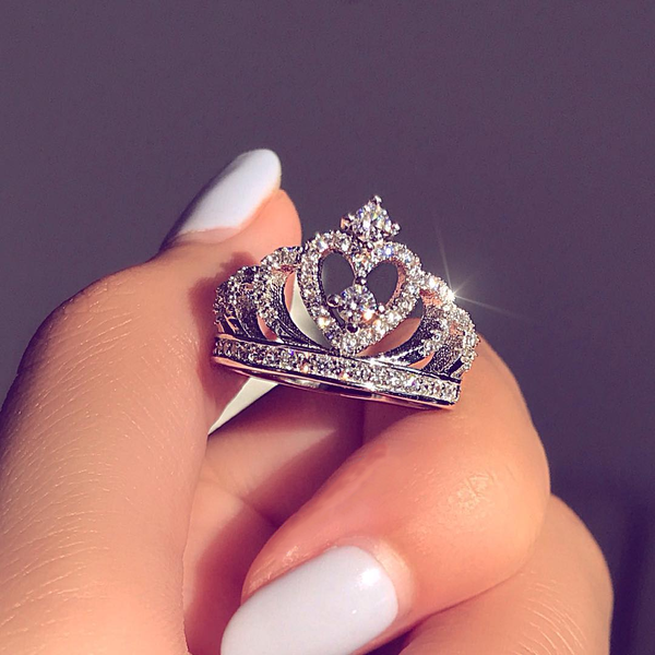 Aquamarine Engagement Ring with Diamond Crown Band Stackable Set | Praise  Wedding Shop